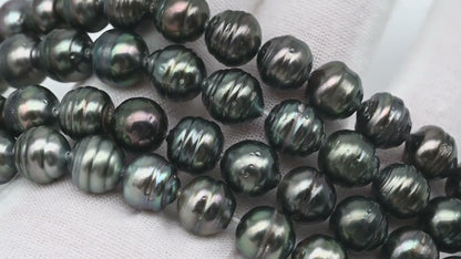 8-9mm Tahitian Pearl in Full Strand, Natural Colors , Temporarily Strung Black Pearls for Jewelry Making, SKU # 3249TH