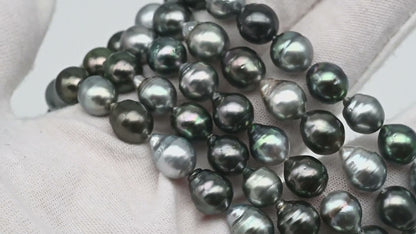 8-9mm Multicolor Drop Tahitian Pearl Bead with High Luster, In Full Strand with Minor Blemishes for Making, SKU # 2382TH