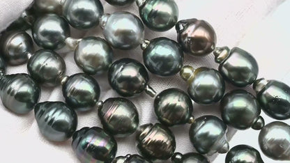 11-12mm Multicolor Drop Tahitian Pearl Bead with High Luster, In Full Strand with Blemishes for Jewelry Making, SKU # 1870TH
