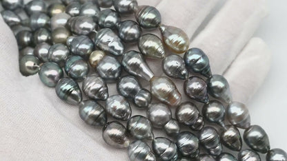 9-10mm Tahitian Pearl in Full Strand, Natural Colors with High Luster, for Jewelry Making, SKU # 3016TH
