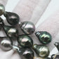 9-10mm Tahitian Pearl Teardrop in High Luster and Natural Color with Blemishes for Beading in Full Strand, SKU # 1708TH