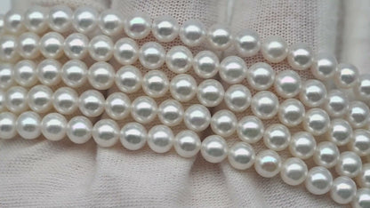 AAA+ 3-3.5mm, 3.5-4mm, 4-4.5mm or 4.5-5mm Freshwater Pearl in Full Strand, White Colors with High Luster, Pre-Strung for Jewelry Making, SKU # 3124FW