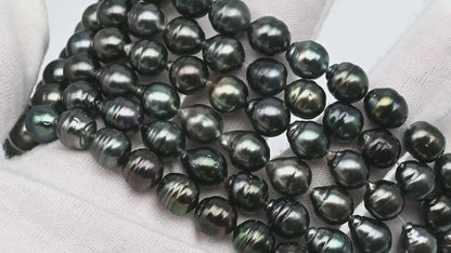 8-9mm Drop Tahitian Pearl in Full Strand with Natural Color and High Luster, For Jewelry Making with  Minor Blemishes, SKU # 2386TH