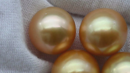14-15mm Large Size Golden South Sea Pearl in Natural Color with High Luster, Round Single Piece Undrilled for Jewelry Making, SKU # 1905GS