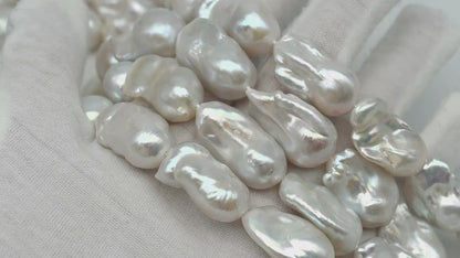 15-18mm x 22-30mm Baroque Pearl in Full Strand, Large White Freshwater Pearl for Jewelry Making, SKU # 2782BA