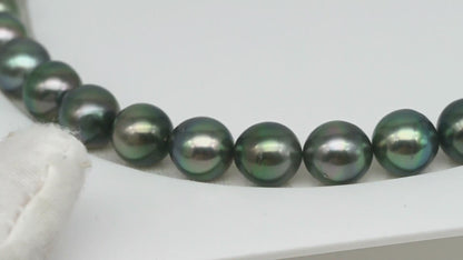 10-11mm Tahitian Pearl in Full Strand (No Hole), Natural Colors , Temporarily Strung Black Pearls for Jewelry Making, SKU # 3305TH