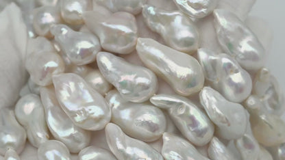 15-18mm x 25-33mm Baroque Pearl in Full Strand, Large White Freshwater Pearl for Jewelry Making, SKU # 2778BA