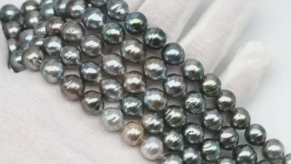 9-10mm Tahitian Pearl in Full Strand, Natural Colors with High Luster, for Jewelry Making, SKU # 3011TH