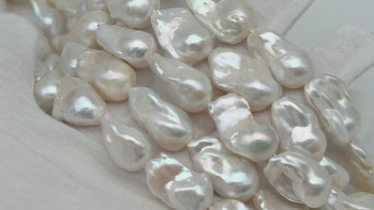 13-15mm x18-22mm Baroque Pearl in Full Strand, Large White Freshwater Pearl for Jewelry Making, SKU # 2783BA