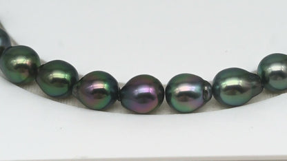 9-10mm Tahitian Pearl in Full Strand (No Hole), Natural Colors with High Luster, Temporarily Strung Pearls for Jewelry Making, SKU # 3193TH