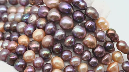 9-11mm Edison Pearl in Full Strand, Freshwater Pearl in Natural Colors with High Luster, Pre-Strung for Jewelry Making, SKU # 2855ED
