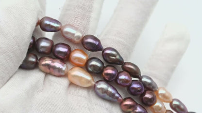 7-9mm Edison Pearl in Full Strand, Freshwater Pearl in Natural Colors with High Luster, Pre-Strung for Jewelry Making, SKU # 2859ED