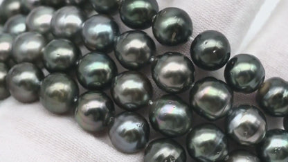 9-10mm Tahitian Pearl in Full Strand, Natural Colors , Temporarily Strung Black Pearls for Jewelry Making, SKU # 3250TH