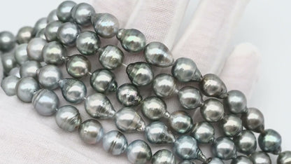 9-10mm Tahitian Pearl in Full Strand, Natural Colors with High Luster, for Jewelry Making, SKU # 2972TH