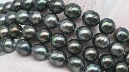 8-9mm Tahitian Pearl in Full Strand, Natural Colors , Temporarily Strung Black Pearls for Jewelry Making, SKU # 3247TH