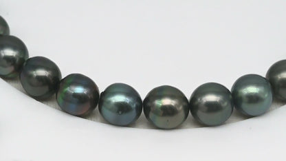 11-12mm Tahitian Pearl in Full Strand (No Hole), Natural Colors , Temporarily Strung Black Pearls for Jewelry Making, SKU # 3345TH