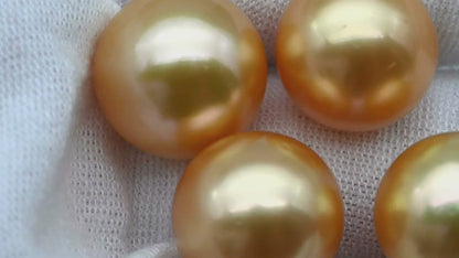 13-14mm Round Gold South Sea Pearl in Single Piece Undrilled, All Natural Color with High Luster for Jewelry Making, SKU # 1904GS