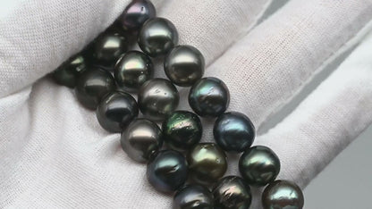 8-9mm Round Tahitian Pearl Bead in Full Strand, All Natural Color and High Luster with Blemishes for Making Jewelry, SKU # 1641TH