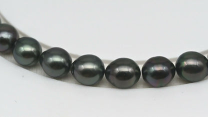 8-9mm Tahitian Pearl in Full Strand (No Hole), Natural Colors , Temporarily Strung Black Pearls for Jewelry Making, SKU # 3229TH