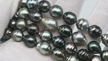 9-10mm Multicolor Drop Tahitian Pearl Bead with High Luster, In Full Strand with Minor Blemishes for Making, SKU # 2399TH