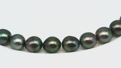 9-10mm Tahitian Pearl in Full Strand (No Hole), Natural Colors with High Luster, Temporarily Strung Pearls for Jewelry Making, SKU # 3189TH