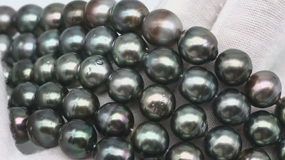10-11mm Tahitian Pearl in Full Strand with Minor Blemishe, Natural Colors , Temporarily Strung Black Pearls for Jewelry Making, SKU # 3330TH
