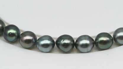 8-9mm Tahitian Pearl in Full Strand (No Hole), Natural Colors , Temporarily Strung Black Pearls for Jewelry Making, SKU # 3230TH