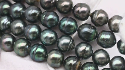 9-10mm Tahitian Pearl in Full Strand, Natural Colors , Temporarily Strung Black Pearls for Jewelry Making, SKU # 3251TH
