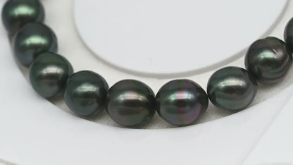 8-9mm 7-8 Inch Tahitian Pearl Short Strand (No Hole), Near Round or Drop with Natural Colors, SKU # 3226TH