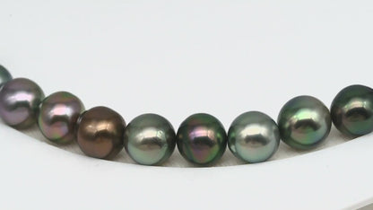 9-10mm Tahitian Pearl in Full Strand (No Hole), Natural Colors with High Luster, Temporarily Strung Pearls for Jewelry Making, SKU # 3192TH