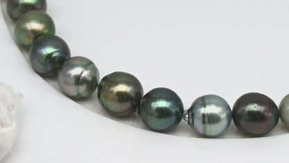 11-12mm Tahitian Pearl in Full Strand (No Hole), Natural Colors , Temporarily Strung Black Pearls for Jewelry Making, SKU # 3338TH