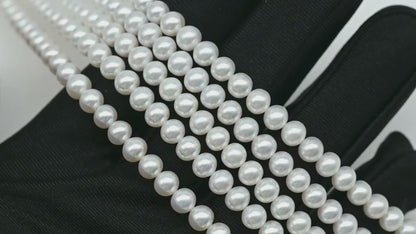 AAA 3-3.5mm, 4.5-5mm, or 5-5.5mm White Freshwater Pearl Bead in Round for Jewelry Making, SKU # 2901FW