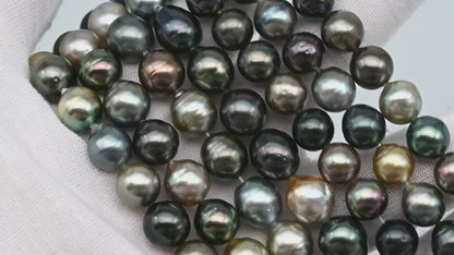 8-10mm Multicolor Tahitian Pearl Bead with High Luster, In Full Strand with Blemishes for Making, SKU # 2259TH