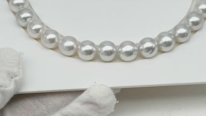 10-11mm White South Sea Pearl Near Round, Natural Color Pearls for Jewelry Making, Full Strand (No Hole), SKU # 3106WS