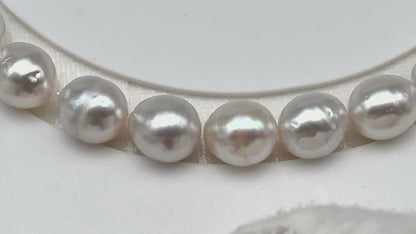 9-10mm White South Sea Pearl with Minor Blemishes, Natural Color Pearls for Jewelry Making, Full Strand (No Hole), SKU # 3360WS