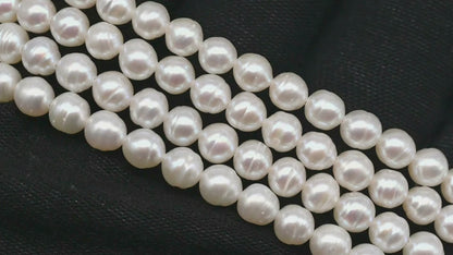 5-5.5mm Freshwater Pearls Pearl Near Round Circle Beads, White Color, Full Strand, SKU# 3392FW
