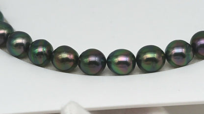 9-10mm Tahitian Pearl in Full Strand (No Hole), Natural Colors with High Luster, Temporarily Strung Pearls for Jewelry Making, SKU # 3191TH