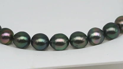 10-11mm Tahitian Pearl in Full Strand (No Hole), Natural Colors , Temporarily Strung Black Pearls for Jewelry Making, SKU # 3306TH