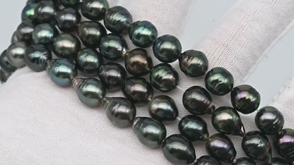 8-9mm Tahitian Pearl in Full Strand with All Natural Color with High Luster for Jewelry Making, SKU# 2266TH