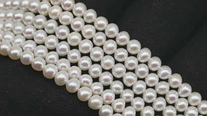 4.5-5mm Freshwater Pearls Near Round Potato Pearl Beads, White Color, Full Strand, SKU# 3391FW