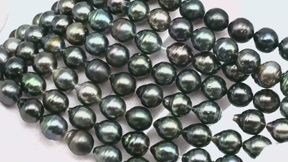 9-10mm Tahitian Pearl in Full Strand with All Natural Color with High Luster for Jewelry Making, SKU# 1856TH