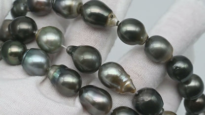 11-12mm Tahitian Pearl Drop in Full Strand with All Natural Color with High Luster for Jewelry Making, SKU# 2283TH