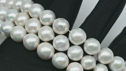 9-12mm Near Round Edison Pearl Strand with High Luster and White Colors, SKU # 2899EP