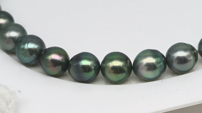 11-12mm Tahitian Pearl in Full Strand (No Hole), Natural Colors , Temporarily Strung Black Pearls for Jewelry Making, SKU # 3343TH