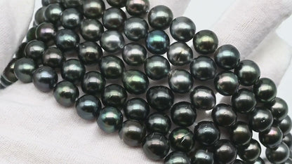 9-10mm Tahitian Pearl in Full Strand with All Natural Color with High Luster for Jewelry Making, SKU# 2245TH