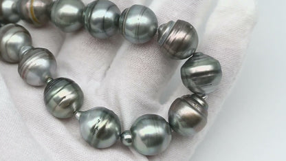 10.3-13.8mm Tahitian Pearl in Full Strand, Natural Colors with High Luster, for Jewelry Making, SKU # 3005TH
