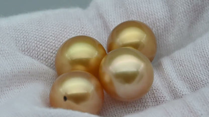 10-12mm Gold South Sea Pearl in Round Single Piece Undrilled, All Natural Color with High Luster for Jewelry Making, SKU # 1902GS
