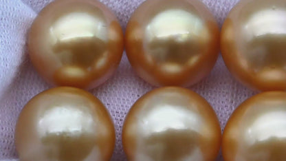 10-14mm Gold South Sea Pearl in Pair Undrilled, All Natural Color with High Luster for Jewelry Making, SKU # 1908GS