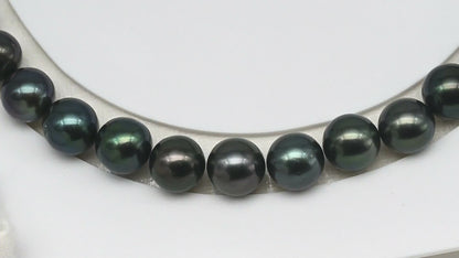 9-10mm Tahitian Pearl in Full Strand (No Hole) with Natural Color and High Luster, Temporarily Strung Pearl for Jewelry Making, SKU # 3382TH