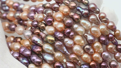 9-11mm Edison Pearl in Full Strand, Freshwater Pearl in Natural Colors with High Luster, Pre-Strung for Jewelry Making, SKU # 2853ED